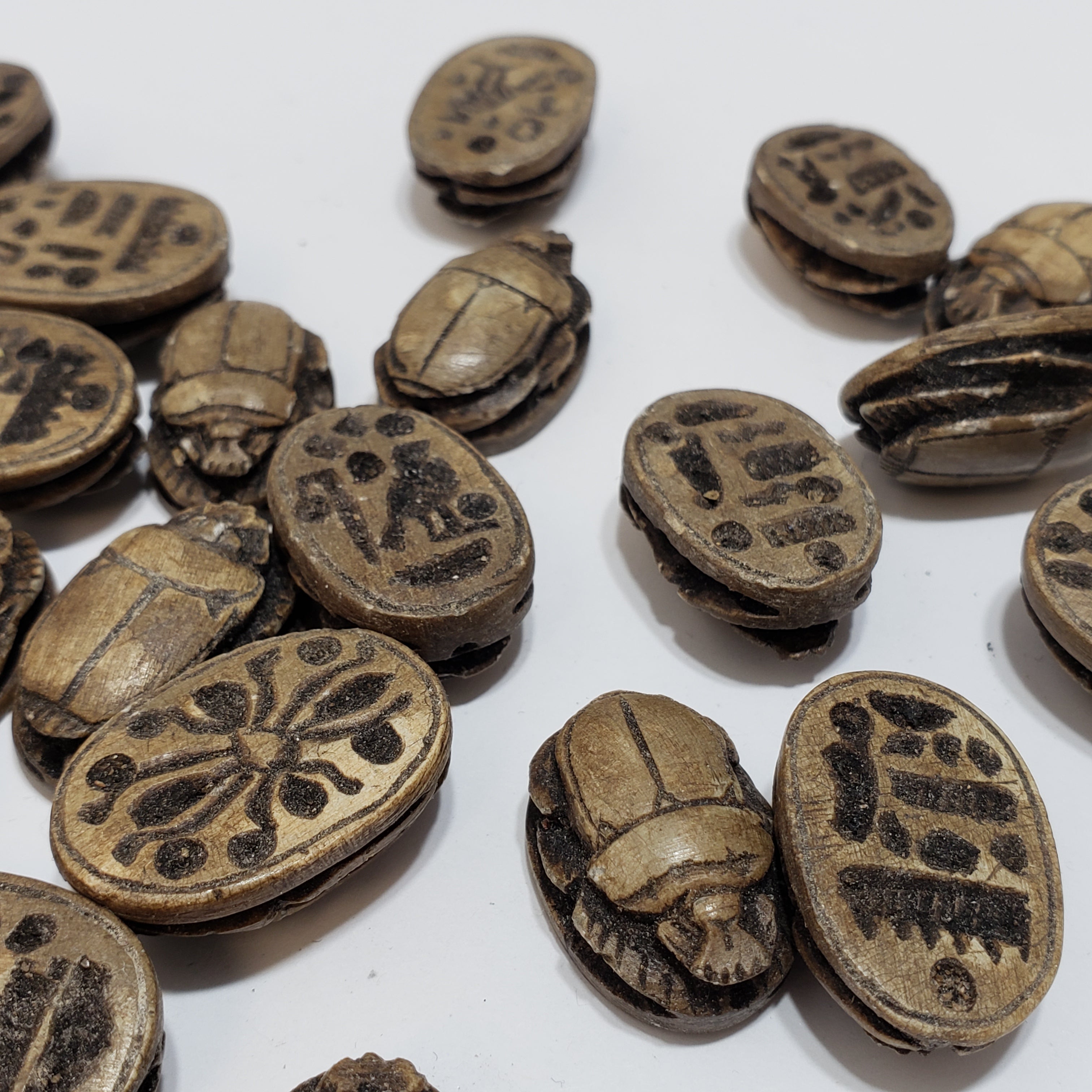Egyptian Scarab Cabochon Set of 5 - Brown - Made in Egypt