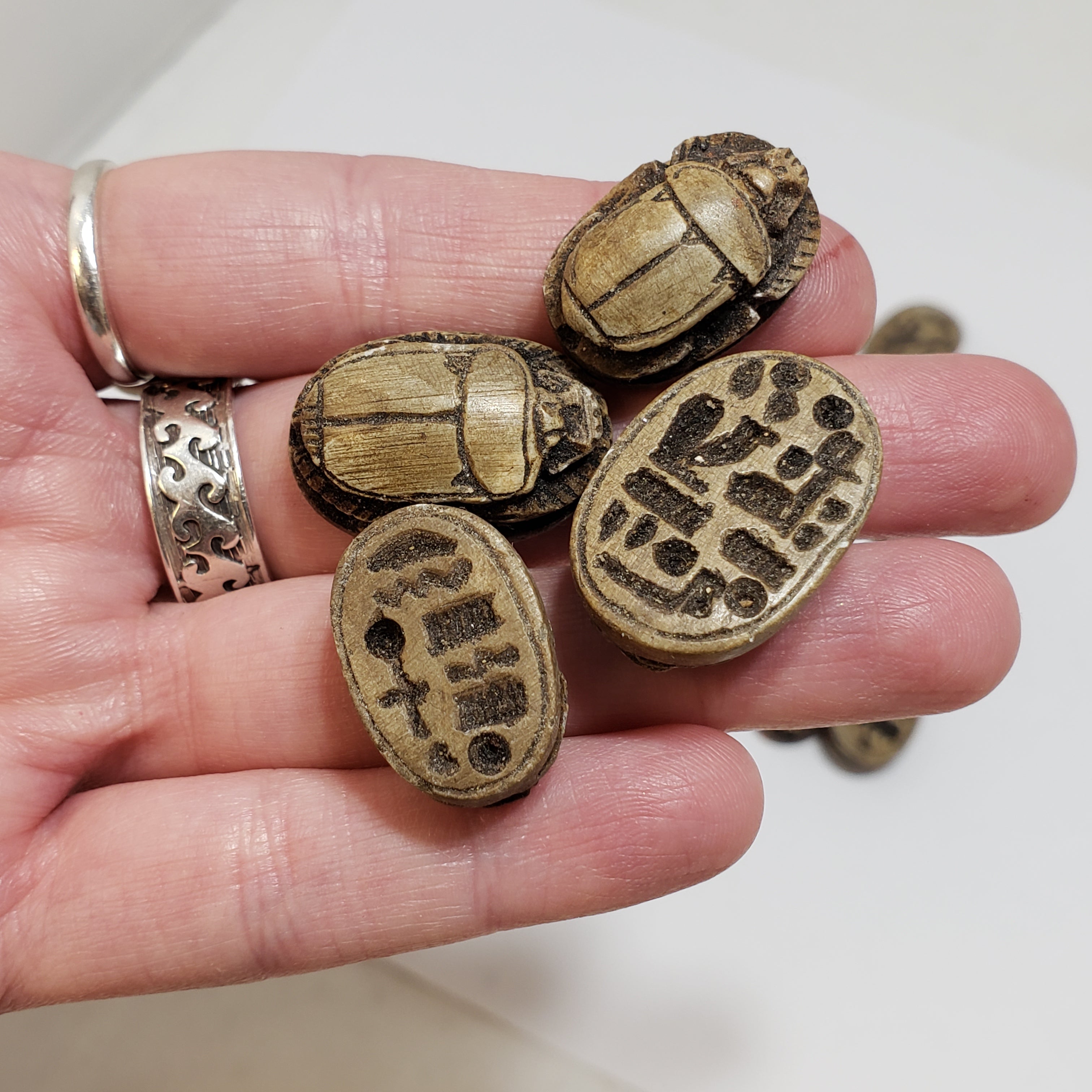 Egyptian Scarab Cabochon Set of 5 - Brown - Made in Egypt