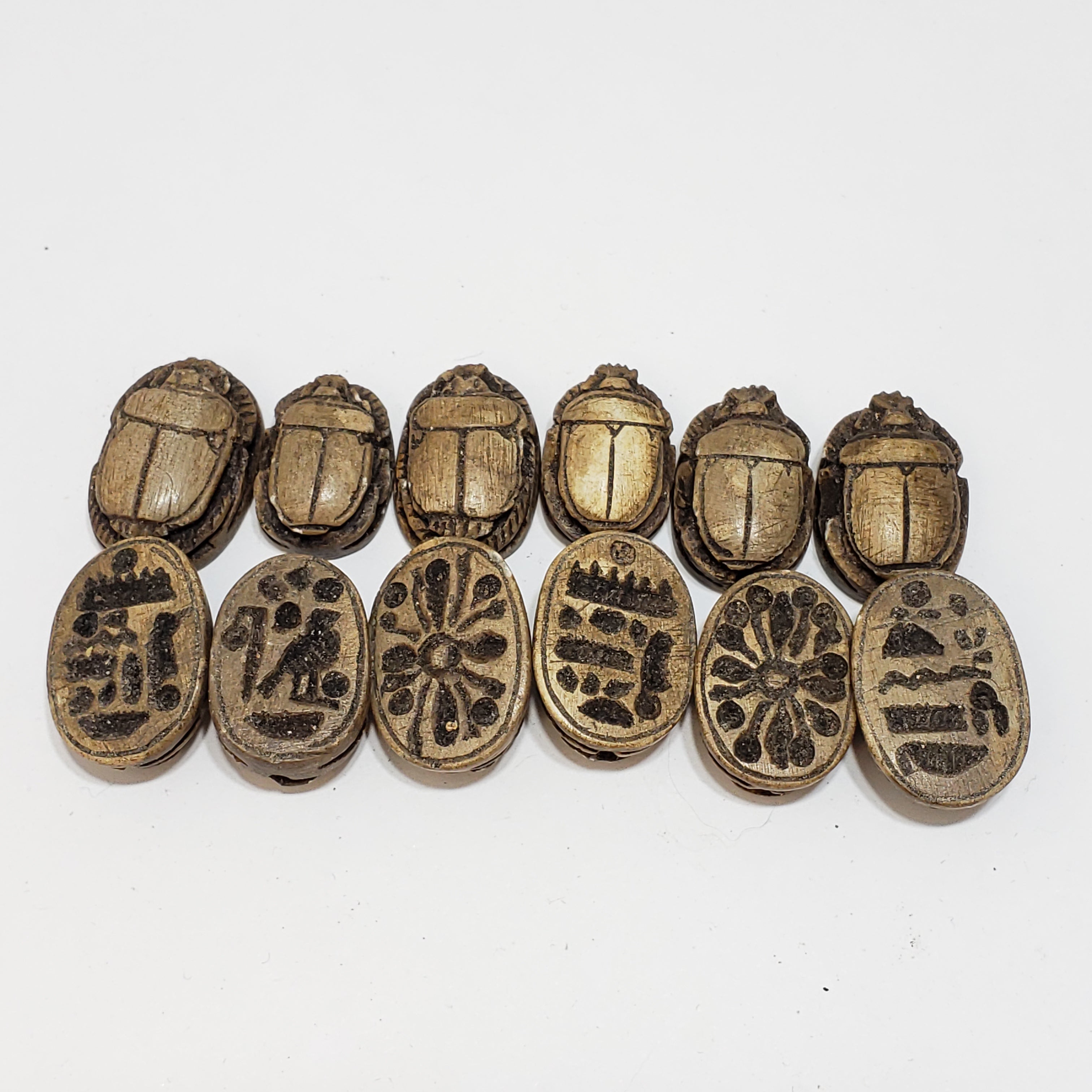 Egyptian Scarab Cabochon Set of 5 - Brown - Made in Egypt
