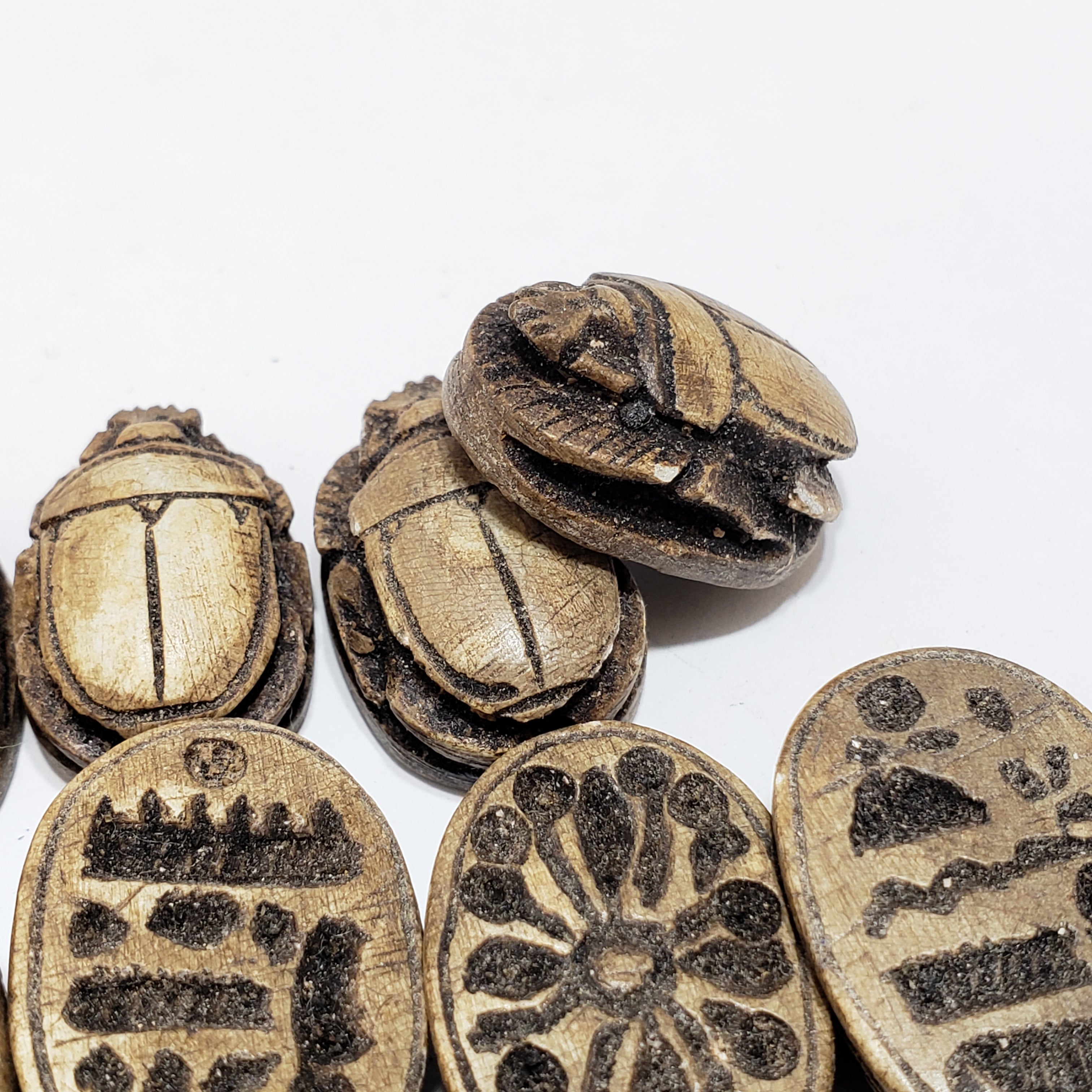 Egyptian Scarab Cabochon Set of 5 - Brown - Made in Egypt