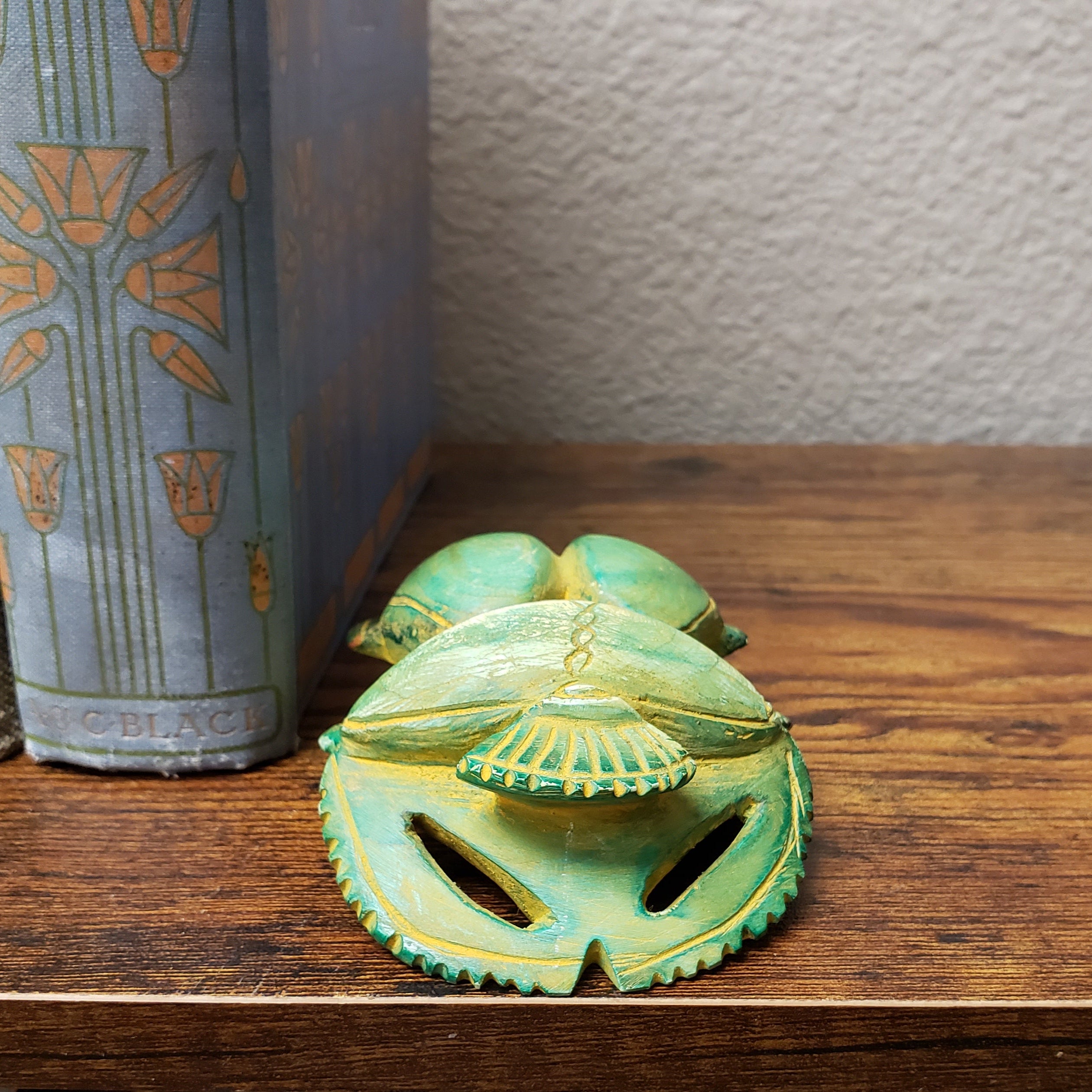 Egyptian Scarab Statue - Hand-Carved Soapstone - Made in Egypt