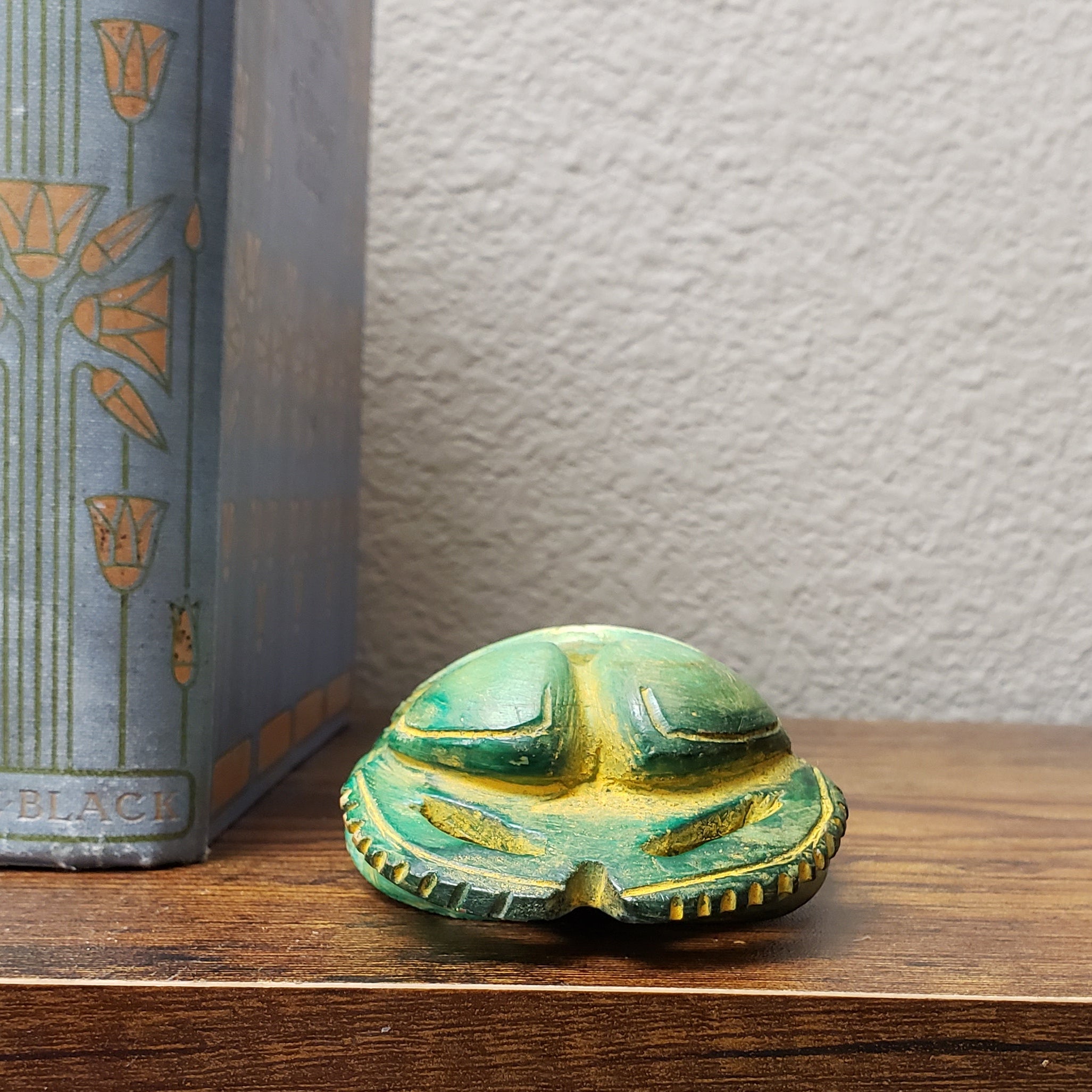 Egyptian Scarab Statue - Hand-Carved Soapstone - Made in Egypt