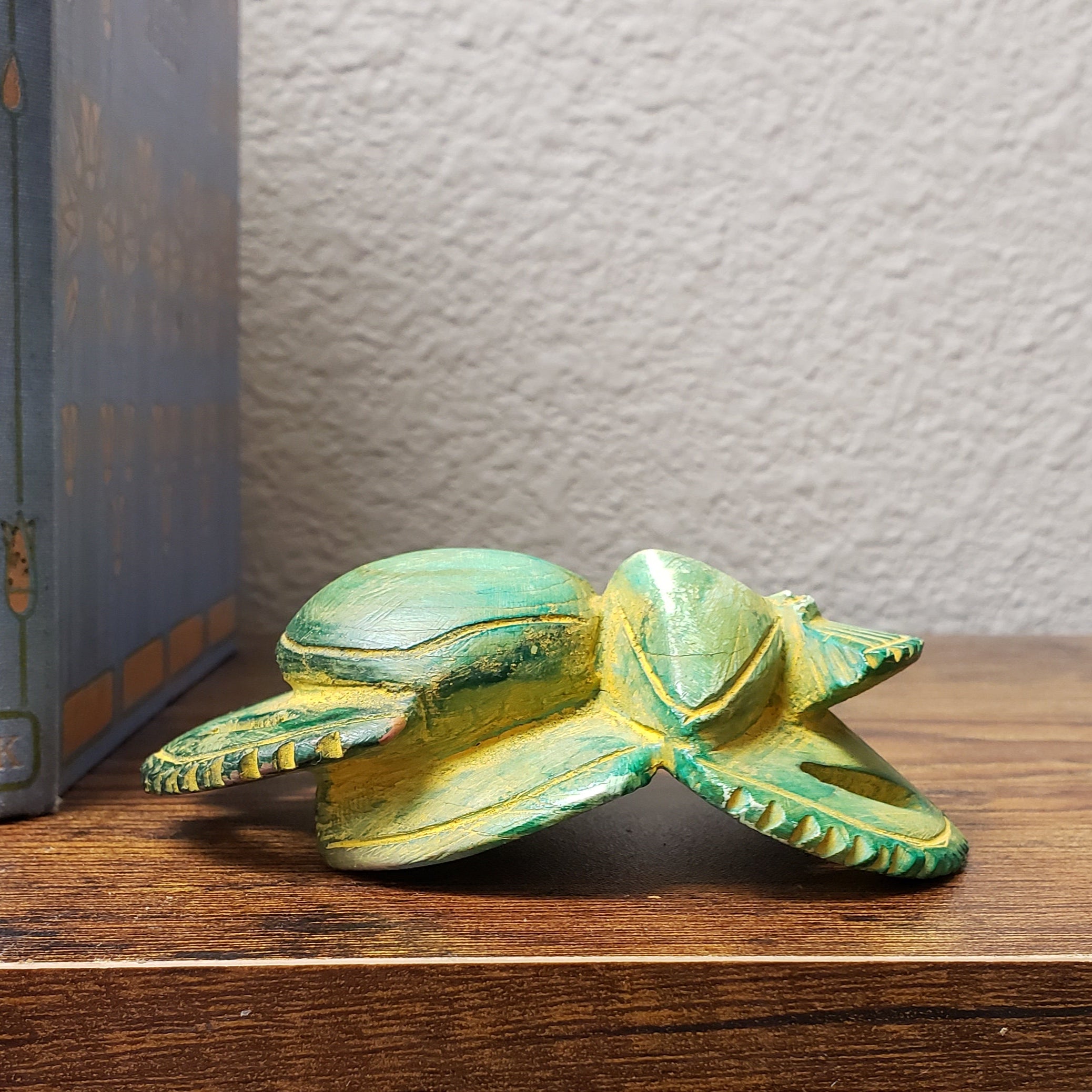 Egyptian Scarab Statue - Hand-Carved Soapstone - Made in Egypt