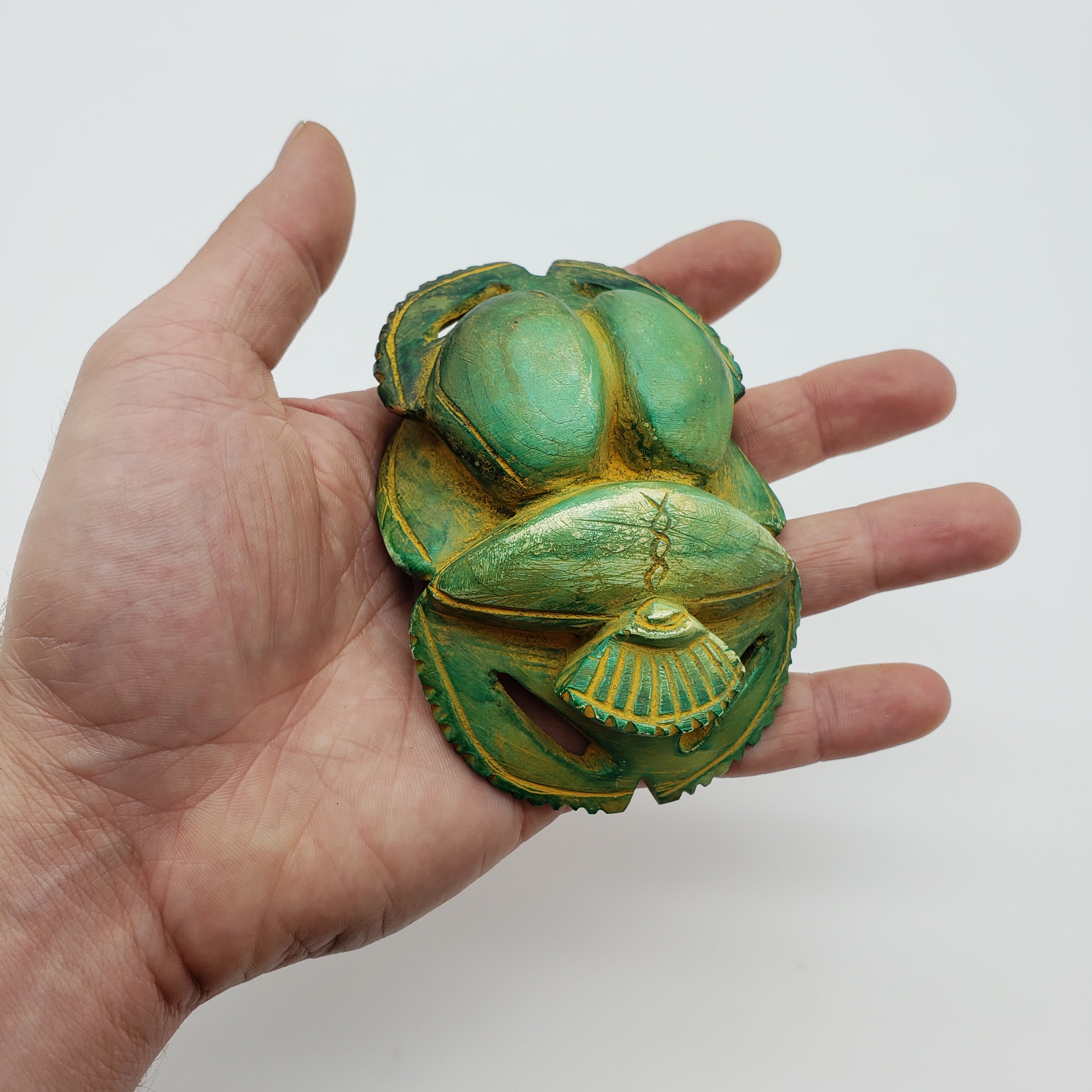 Egyptian Scarab Statue - Hand-Carved Soapstone - Made in Egypt