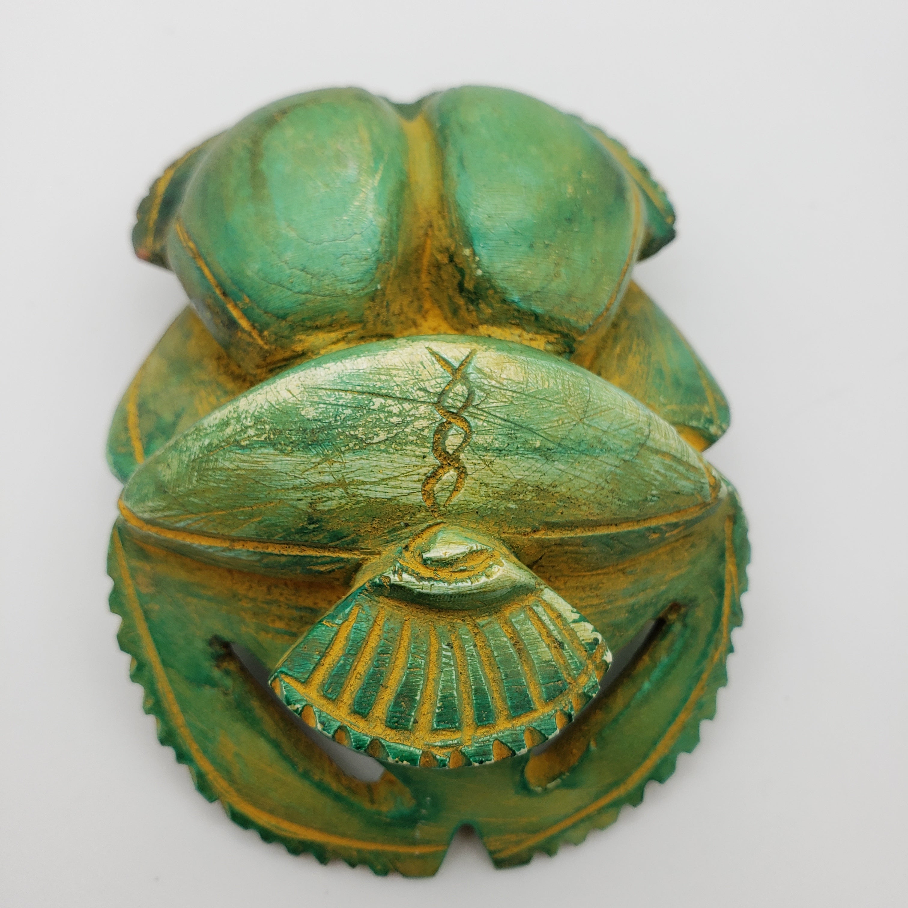 Egyptian Scarab Statue - Hand-Carved Soapstone - Made in Egypt