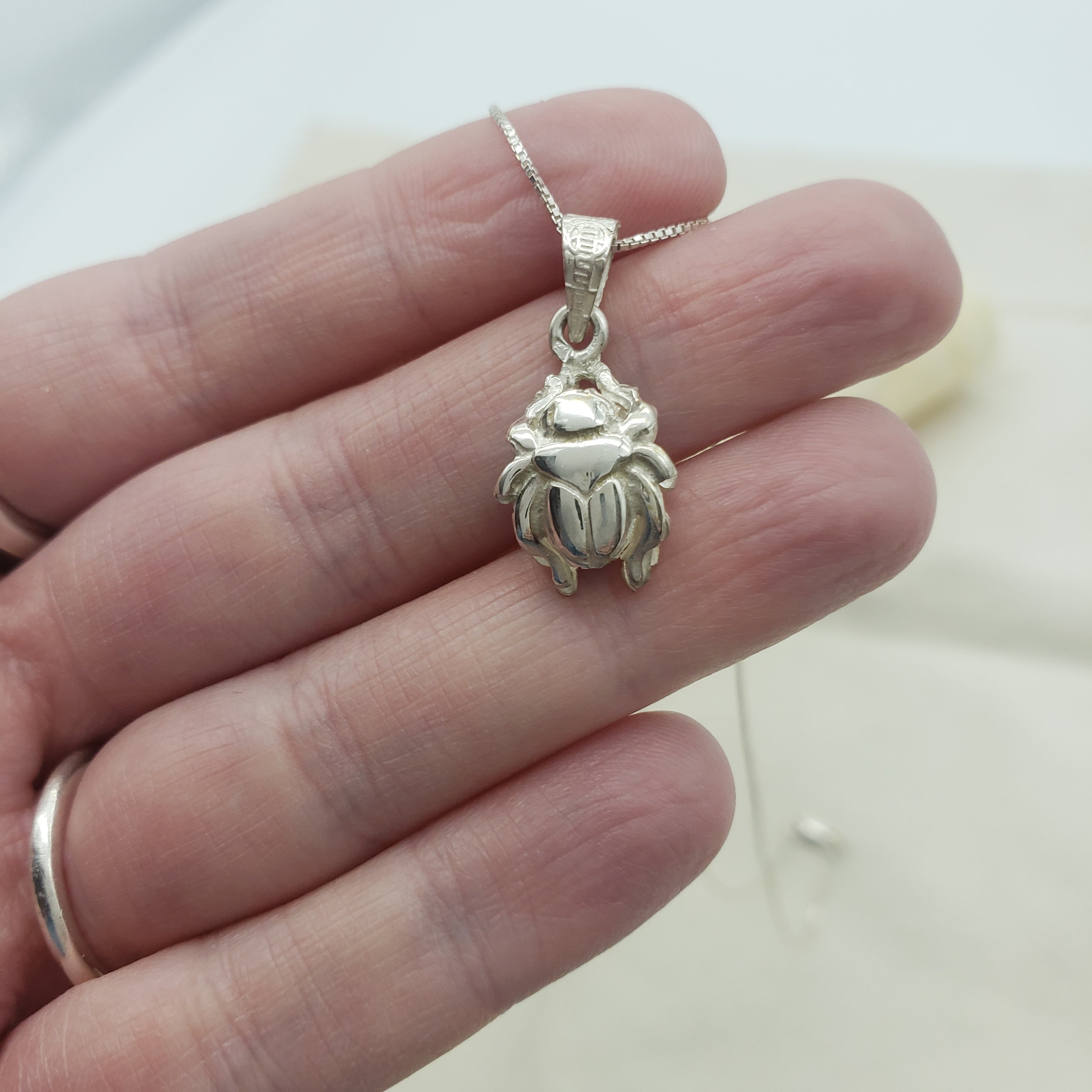 Egyptian Scarab Pendant Necklace - Made in Egypt - Sterling Silver