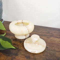 Egyptian Alabaster Jar with Removable Lid - 3.5" - Made in Egypt