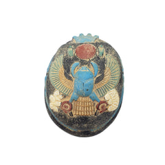 Decorative object with a blue central figure on a white background