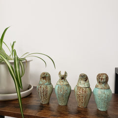 Egyptian Canopic Jar Set of 4 - Patina - Made in Egypt