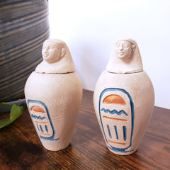 Egyptian Canopic Jar Hand-Carved Stone - Made in Egypt