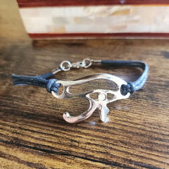 Egyptian Eye of Horus Bracelet with Faux Leather