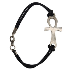 Egyptian Ankh Bracelet - Pewter and Faux Leather