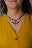 Egyptian Isis Pendant Necklace - Brass and Faux Leather