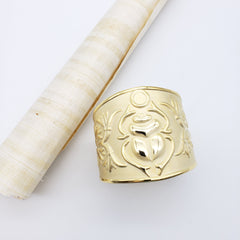 Egyptian Scarab Brass Cuff Bracelet - Gold Plated - Made in Egypt