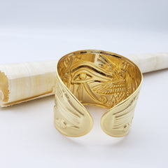Egyptian Eye Brass Cuff Bracelet - Gold Plated - Made in Egypt