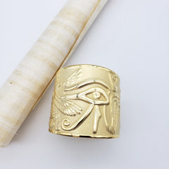Egyptian Eye Brass Cuff Bracelet - Gold Plated - Made in Egypt