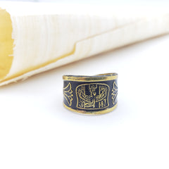 Egyptian Goddess Isis and Lotus Adjustable Brass Ring - Made in Egypt