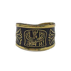 Egyptian Goddess Isis and Lotus Adjustable Brass Ring - Made in Egypt