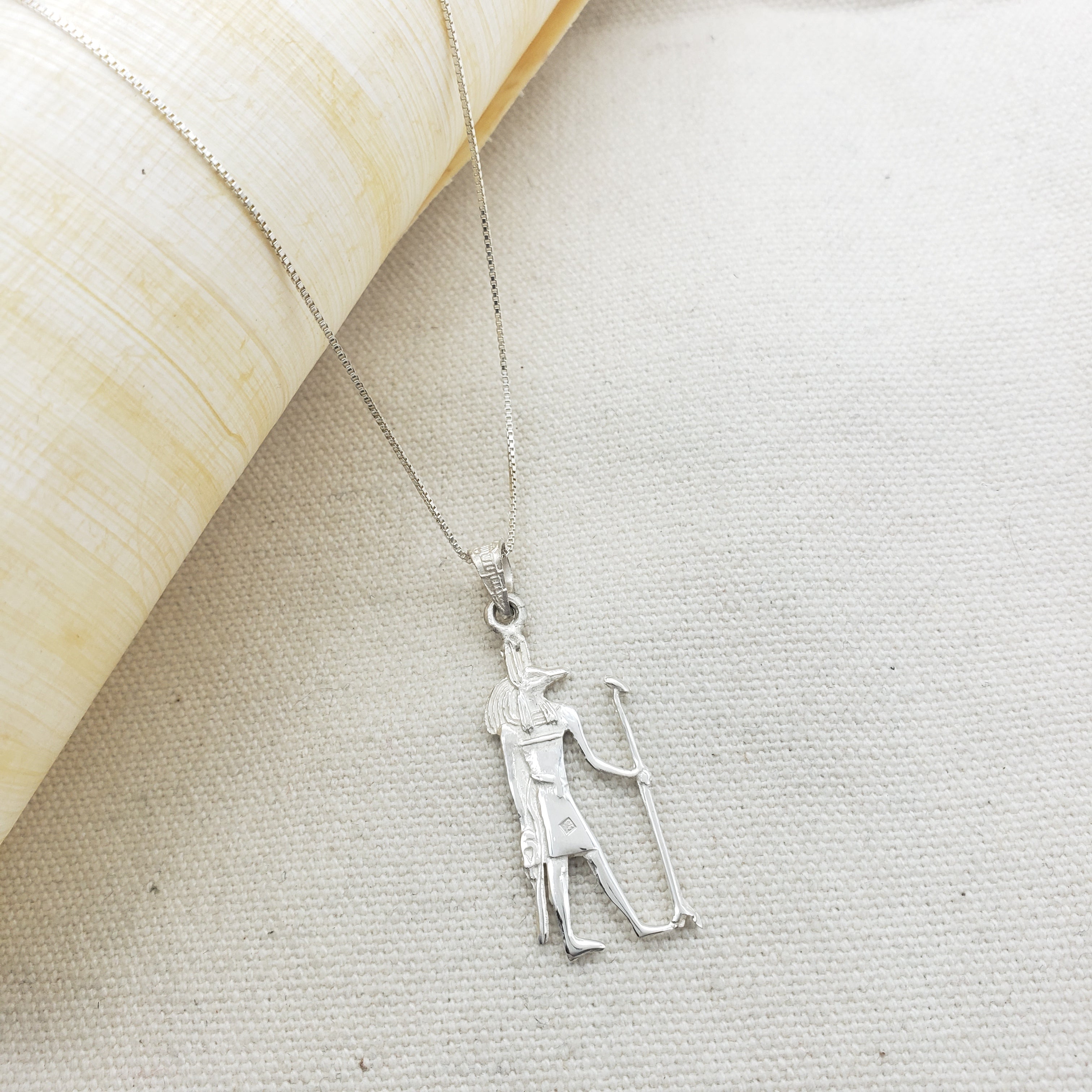 Egyptian God Anubis Pendant Necklace - Made in Egypt - Sterling Silver