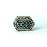 Egyptian Hexagon Wooden Jewelry Box with Mother of Pearl Inlay