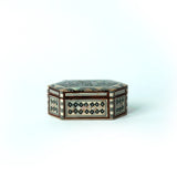 Egyptian Hexagon Wooden Jewelry Box with Mother of Pearl Inlay