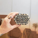 Egyptian Hexagon Wooden Jewelry Box with Mother of Pearl Inlay