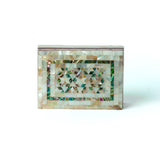 Egyptian White Rectangle Wooden Jewelry Box with Mother of Pearl Inlay