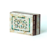 Egyptian White Rectangle Wooden Jewelry Box with Mother of Pearl Inlay