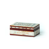 Egyptian White Rectangle Wooden Jewelry Box with Mother of Pearl Inlay