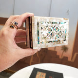 Egyptian White Rectangle Wooden Jewelry Box with Mother of Pearl Inlay