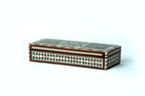 Egyptian Elongated Rectangle Wooden Jewelry Box with Mother of Pearl Inlay 