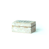 Egyptian White Rectangle Wooden Jewelry Box with Mother of Pearl Inlay