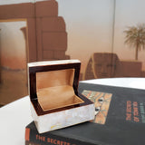 Egyptian White Rectangle Wooden Jewelry Box with Mother of Pearl Inlay