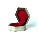 Egyptian White Hexagon Wooden Jewelry Box with Mother of Pearl Inlay