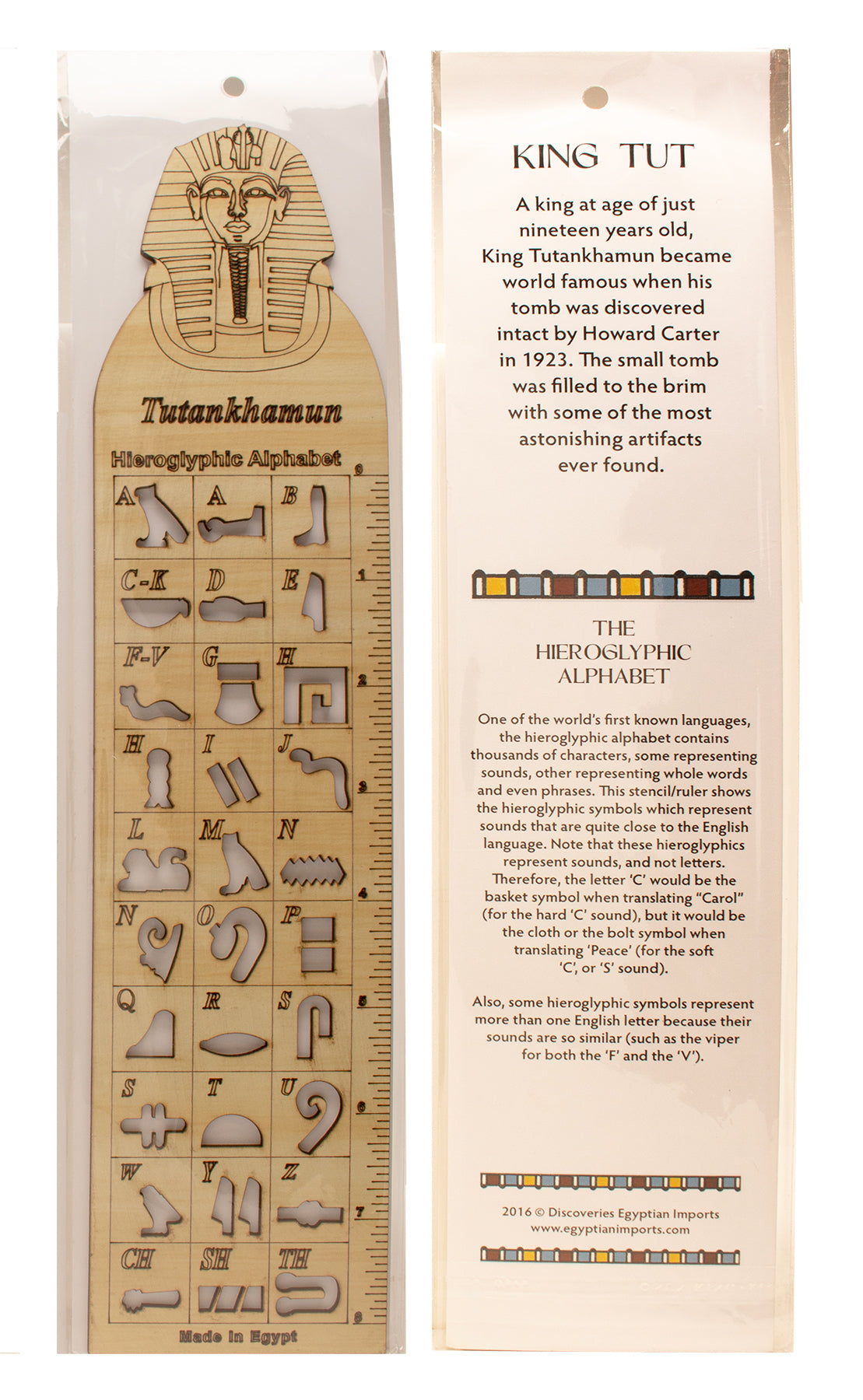 Tut Ruler Wooden Hieroglyphic Stencil/Ruler - Egyptian King Tut - 12 ...