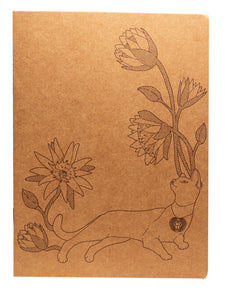 Sketchbook - Bastet Cat and Lotus Flower (20 blank pages) - 5.5" x 8.25"