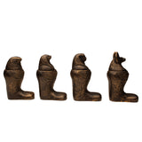 EGYPTIAN FOOTED CANOPIC JAR SET - BRONZE - SET OF 4 - 4" - ANCIENT EGYPT DEITY - SONS OF HORUS