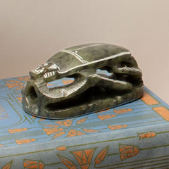 Soapstone Scarab Statue Natural Green - Made in Egypt