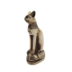 Egyptian Bastet Cat on Scarab Statue - Made in Egypt