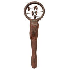 An ornate, hand-carved Egyptian-themed object, a decorative ceremonial tool, featuring a detailed Anubis figure and hieroglyphic engravings on a solid white background.