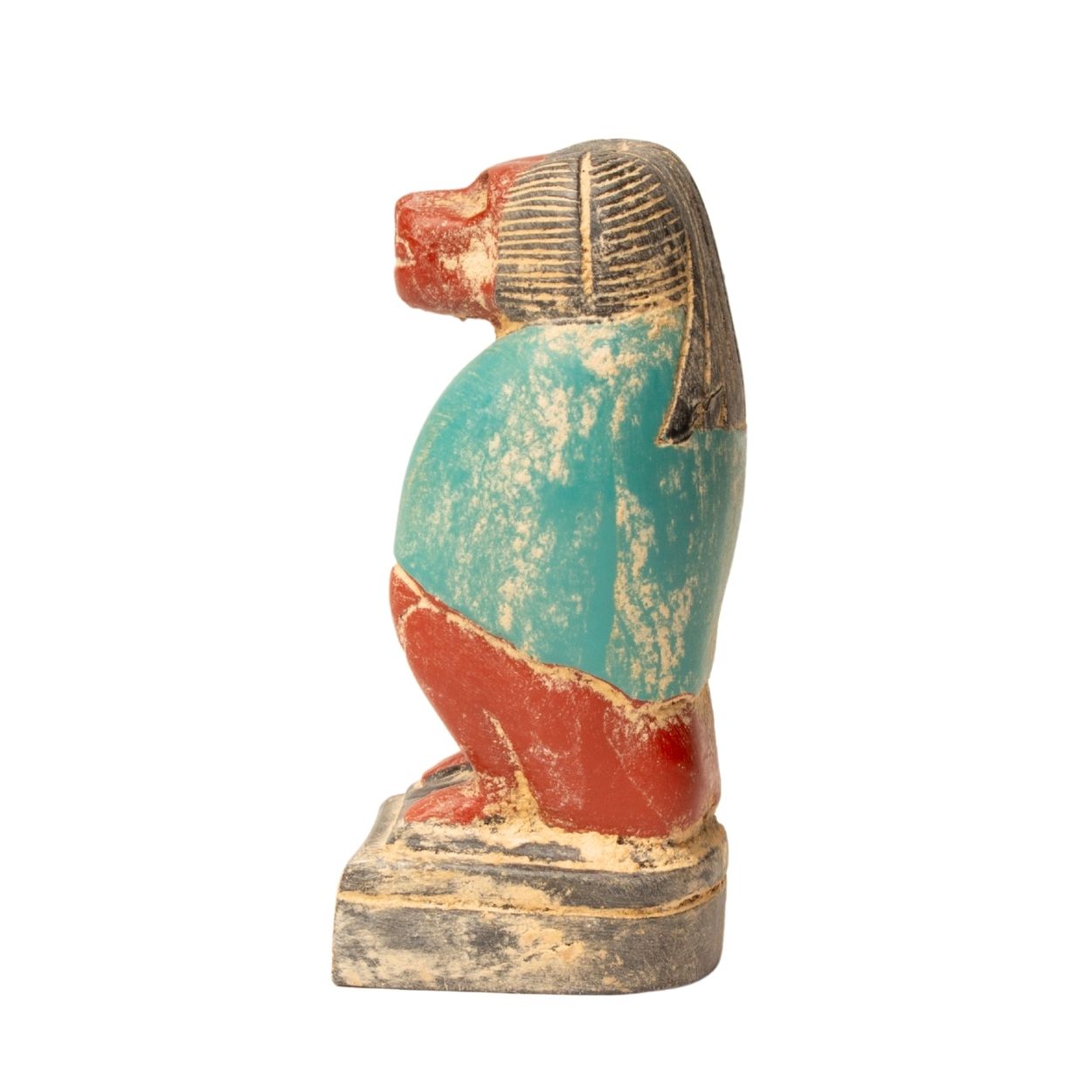 Colorful ancient-style figurine on a white background