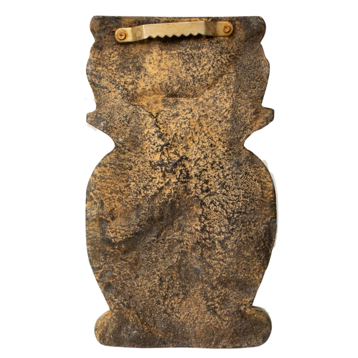 Decorative plaque with a gold sawtooth hanger on a white background