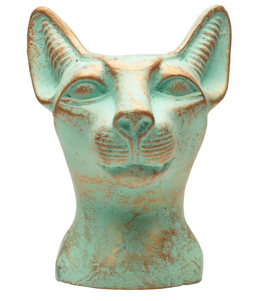 BASTET CAT BUST PATINA SM - 3.5"