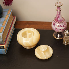 Egyptian Alabaster Jar with Removable Lid - 3" - Made in Egypt