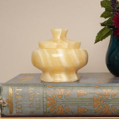 Egyptian Alabaster Jar with Removable Lid - 3" - Made in Egypt