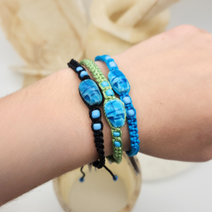 Egyptian Colorful Macramé Scarab Bracelet - Assorted Colors - 1 pcs