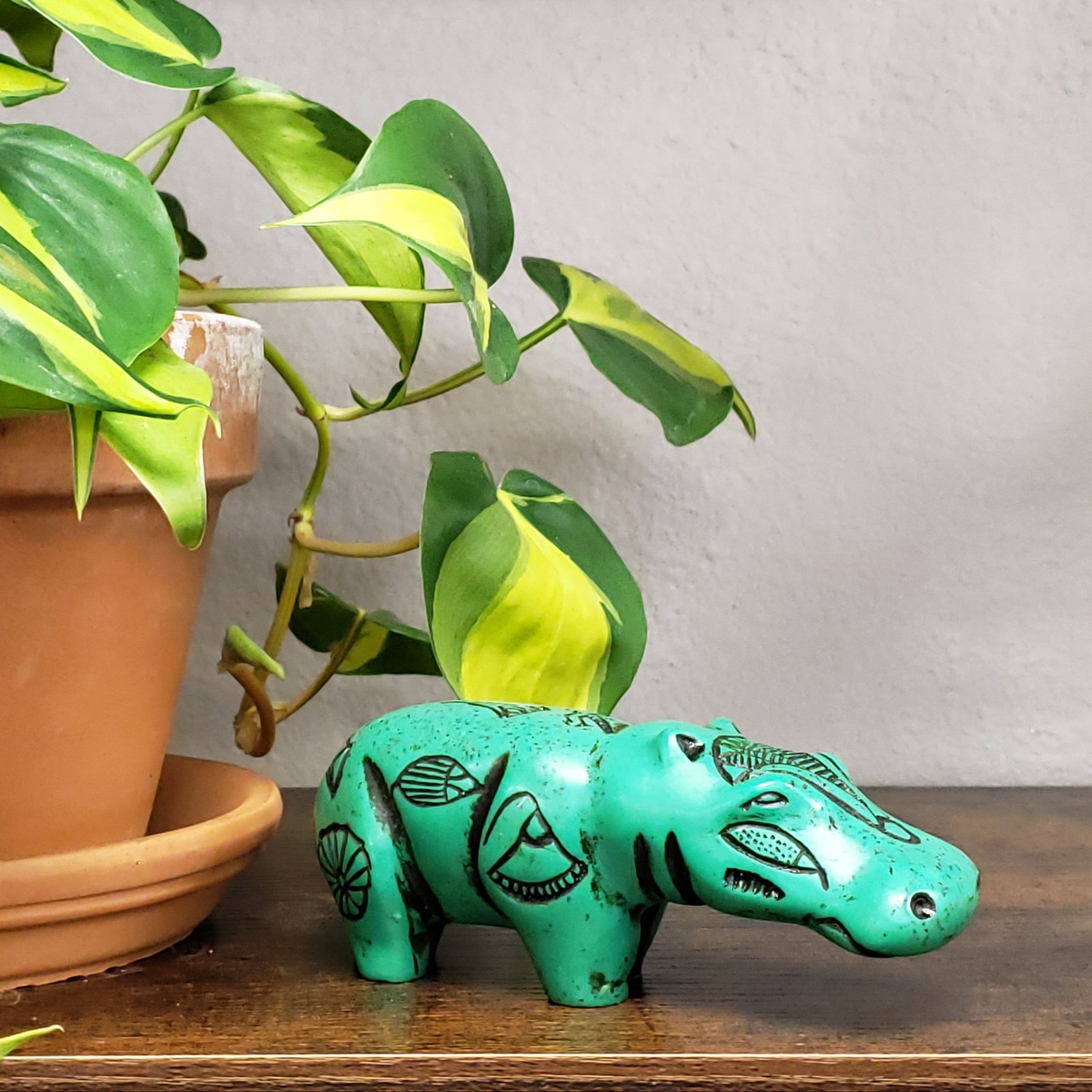 HIPPO STATUE - GREEN - EGYPTIAN GODDESS TAWERET