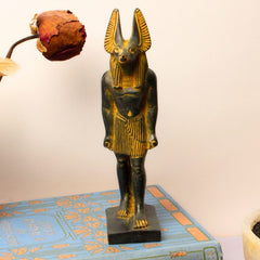Statue des ägyptischen Gottes Anubis, Antikgold, 17,8 cm, Hergestellt in Ägypten