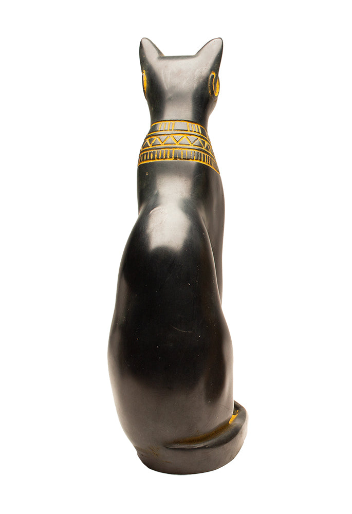 FINE BASTET CAT STATUE - ANTIQUE GOLD - 6"