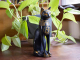 FINE BASTET CAT STATUE - ANTIQUE GOLD - 6"